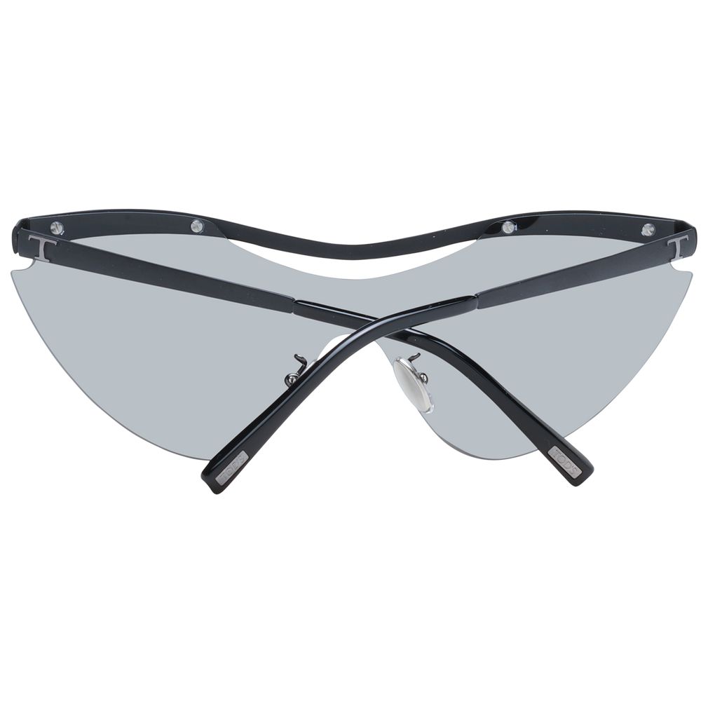 This Sunglasses by Tod's for women in metal black presents a sumptuous silhouette, showcasing a sumptuous mono-lens frame design in black coloured frame and high-performance mirrored category-3-dark-tint lens.