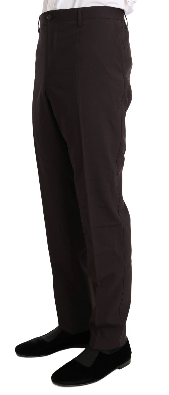 Dolce & Gabbana Men's Bordeaux Wool Stretch Long 3 Piece Suit
