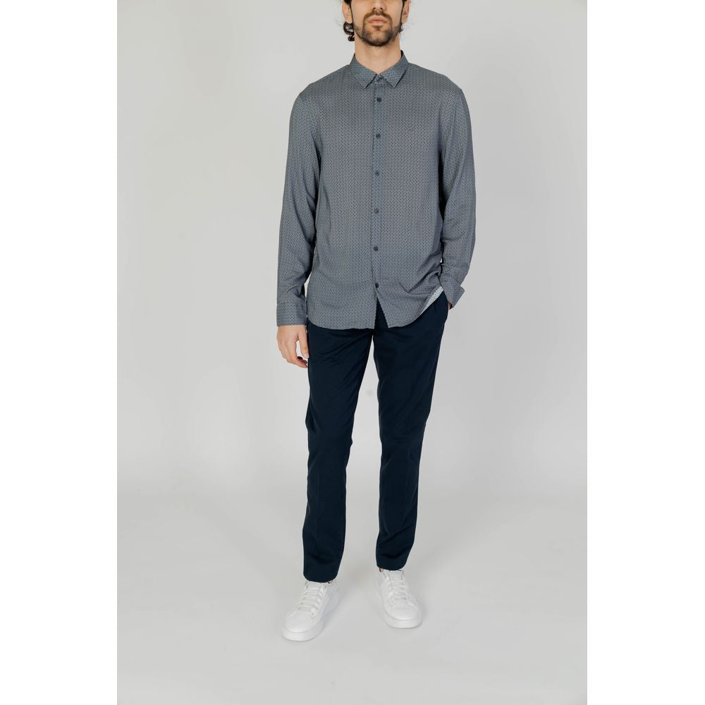 Shirt by Armani Exchange for men in viscose gray showcases a sleek silhouette, elegantly detailed with a sleek and for a sleek finish.