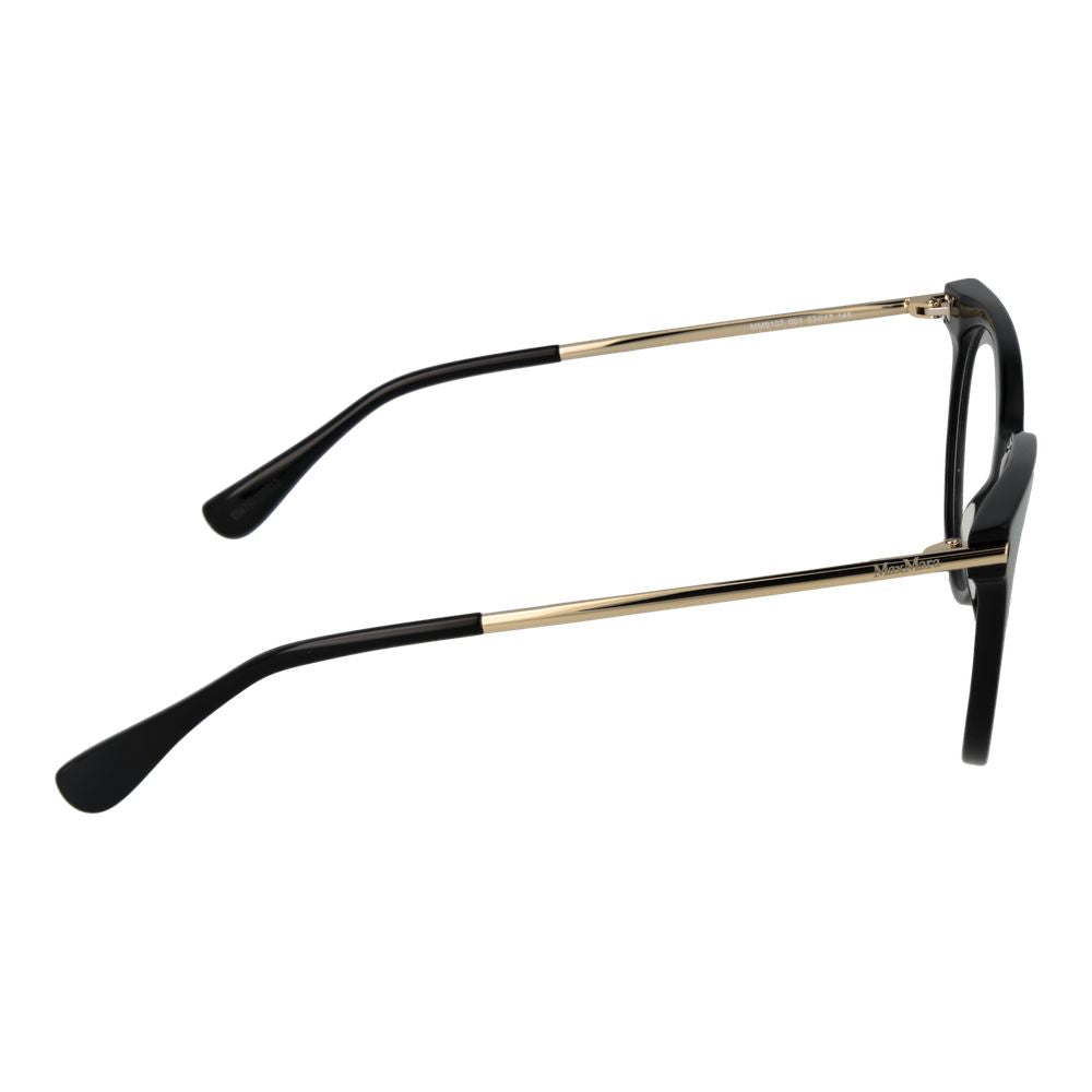 Eyeglasses Frames by Max Mara for women in black showcases a reflective silhouette, artfully incorporating a sophisticated black coloured frame with a distinct full-frame frame design.