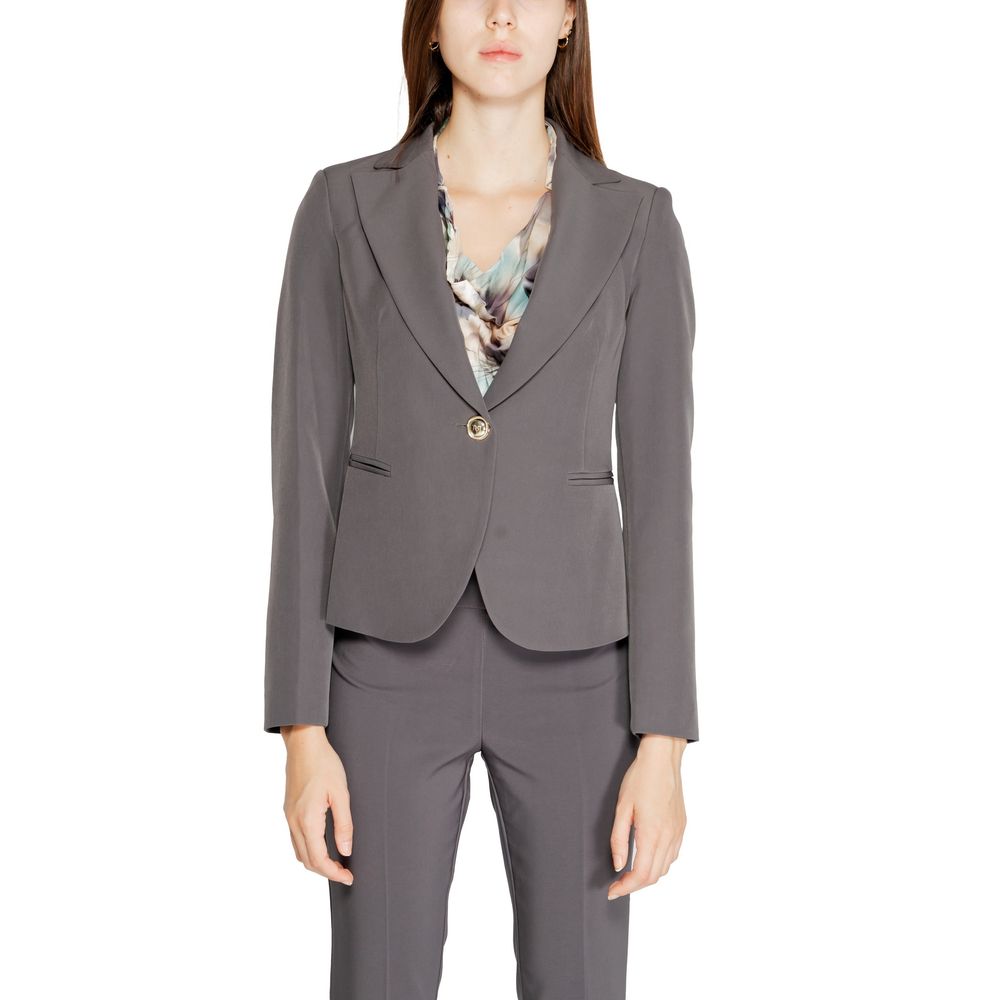 Suit by Rinascimento for women in stretch polyester gray presents a luxurious silhouette, showcasing a sophisticated and luxurious for a refined, high-fashion look.