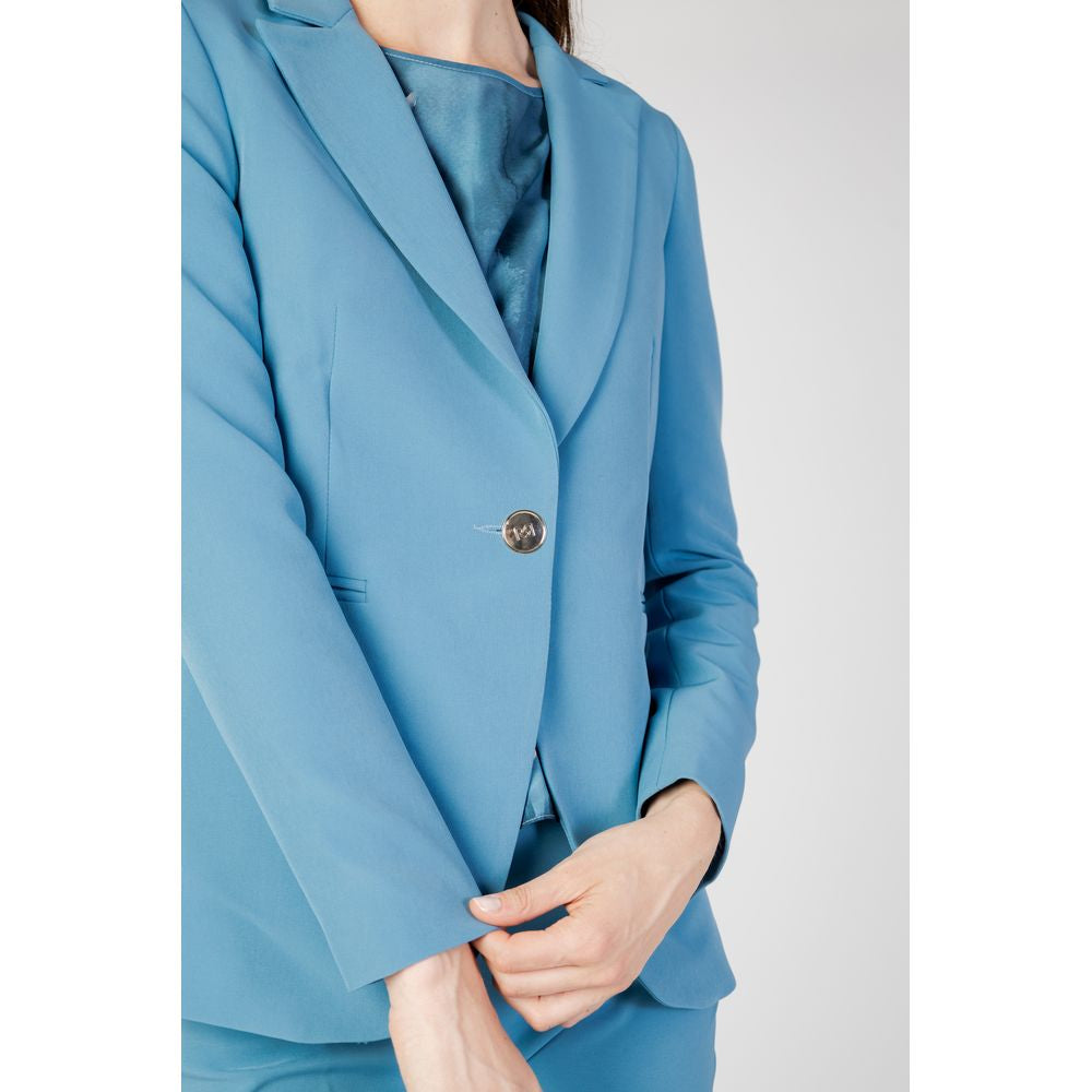 Suit by Rinascimento for women in polyester & brass turquoise features an on trend silhouette, showcasing a sophisticated and on trend for a truly on trend finish.