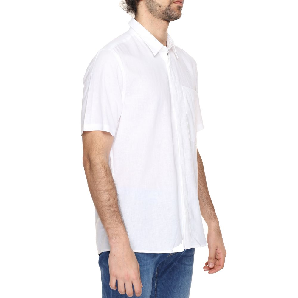 Shirt by Antony Morato for men in linen & viscose white showcases a sublime silhouette, artfully detailed with a sublime and for a sophisticated, sublime finish.