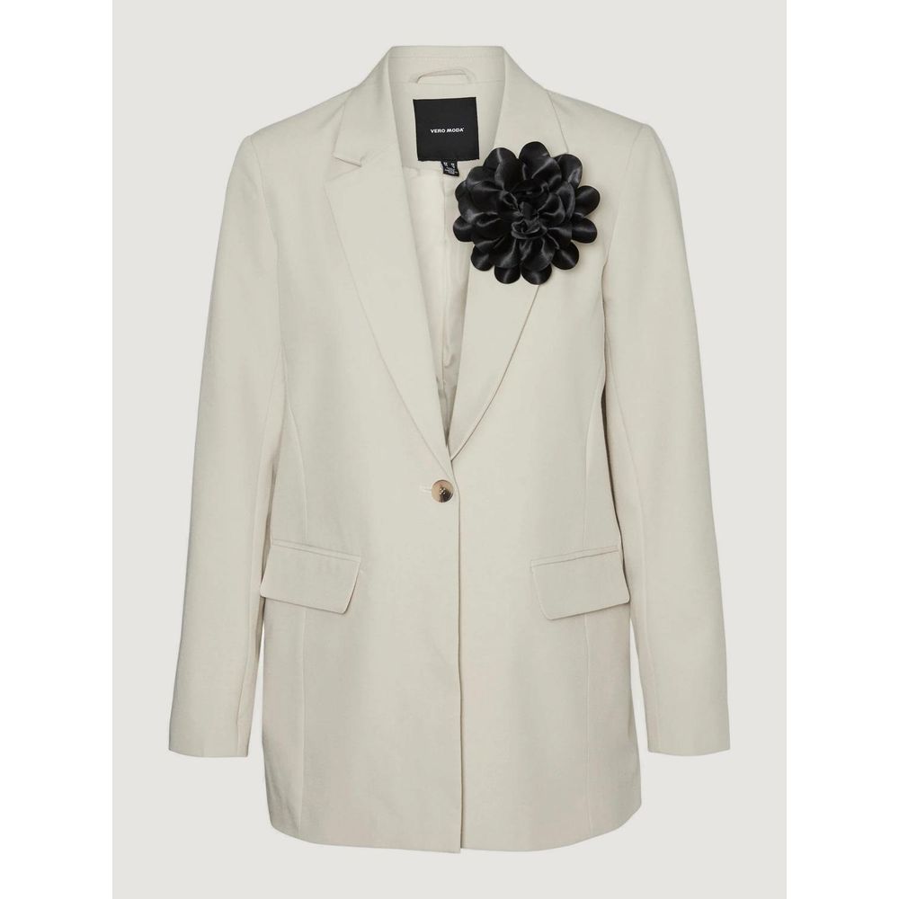 Vero Moda Women's Stretch Polyester & Viscose Suit - Beige Floral