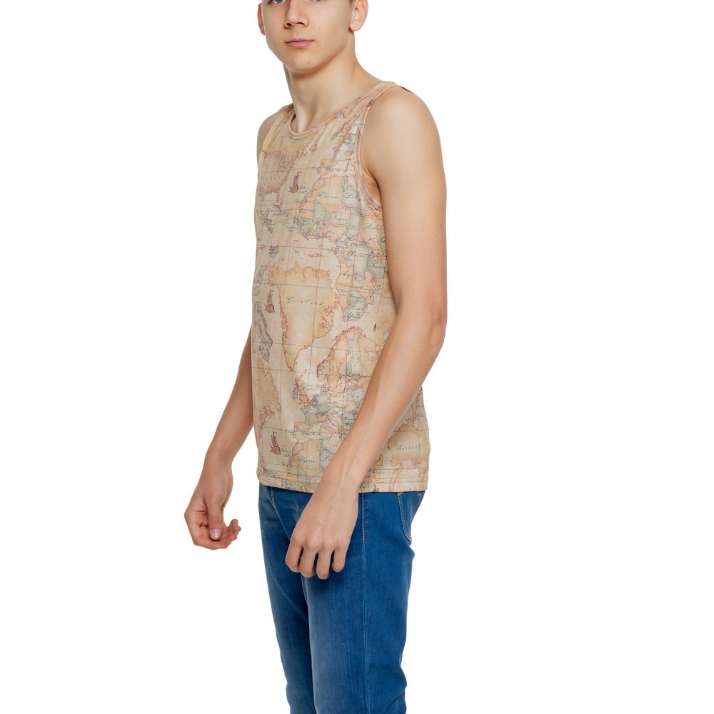 T-Shirt by Alviero Martini Prima Classe for men in polyester beige showcases a fashionable silhouette, elegantly detailed with a fashionable and for a sophisticated, high-fashion look.