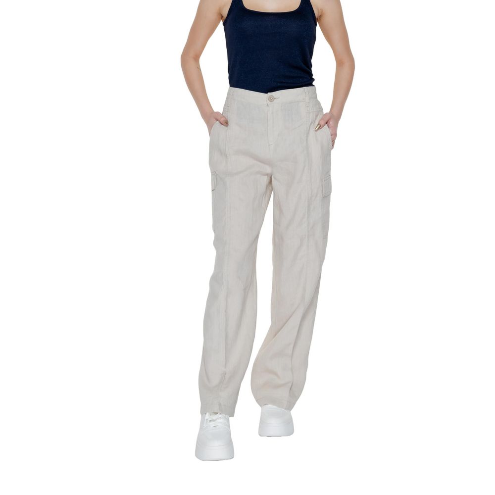 Street One Women's Bootcut Linen Jeans - Beige