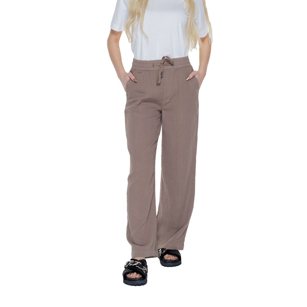Street One Women's Wide Cotton Jeans - Brown