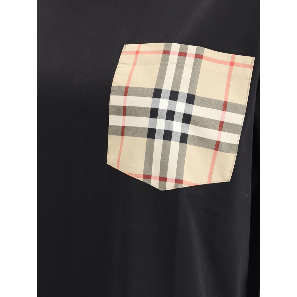 Burberry Women's Oversized Crew Neck Cotton T-Shirt - Black Patterned
