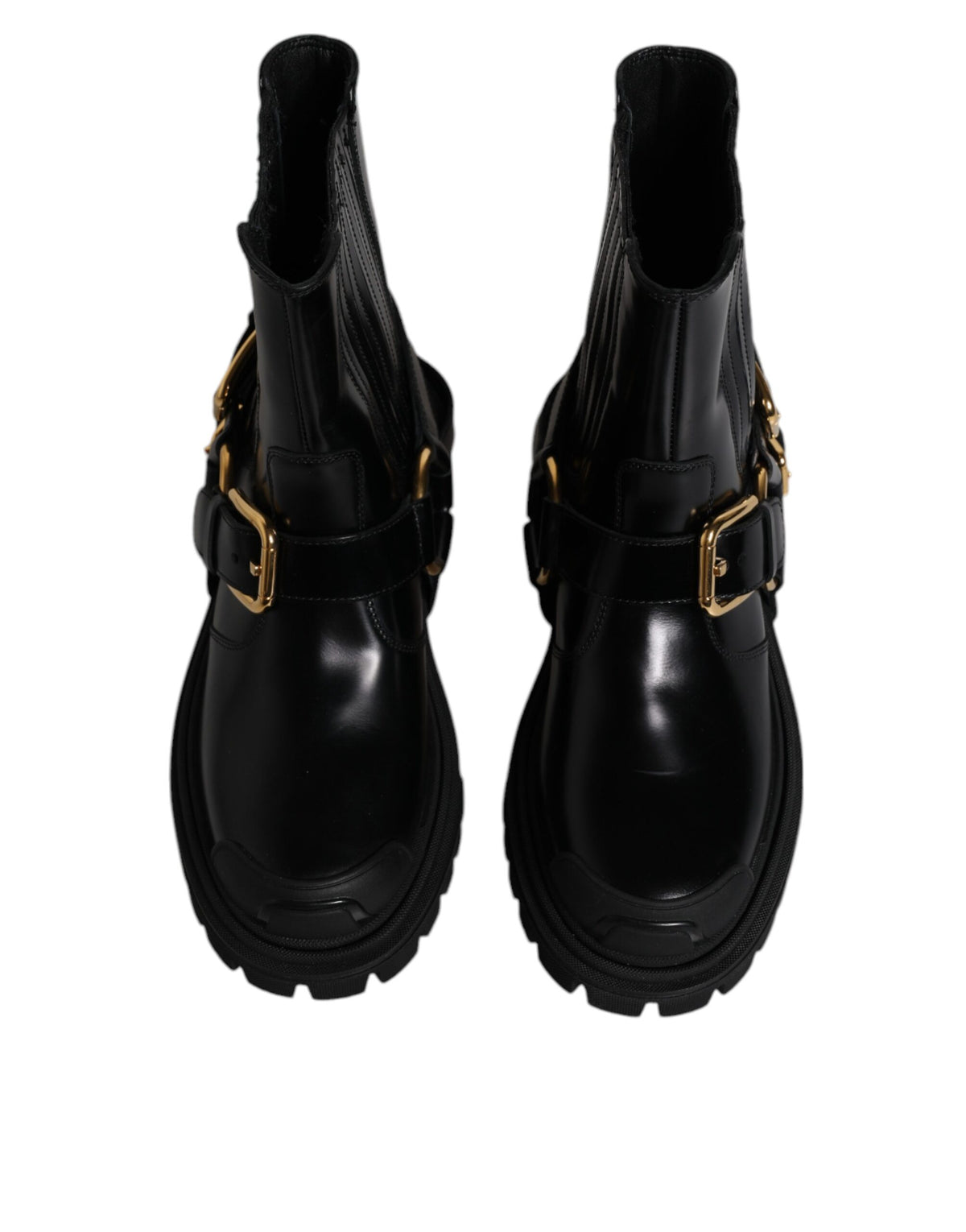 Dolce & Gabbana Men's Polyester & Calf Leather Mid-Calf Boots - Black Gold