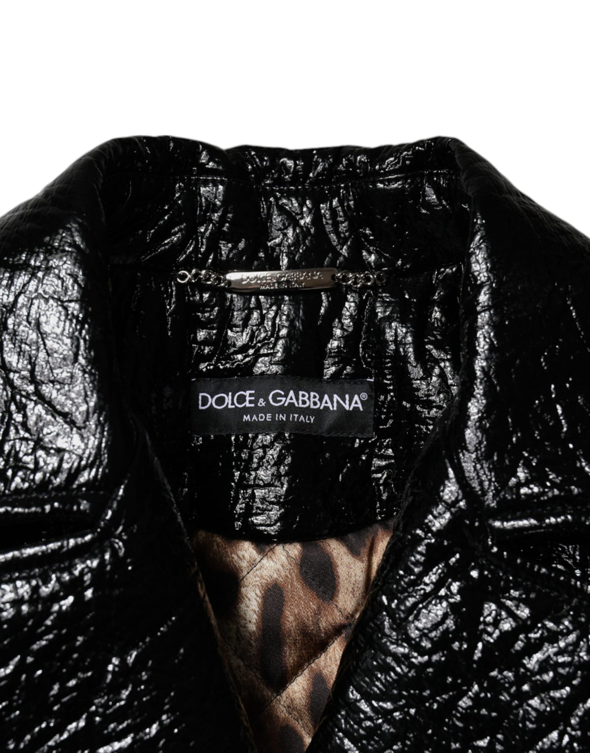 Dolce & Gabbana Women's Crop Top Leather Jacket - Black
