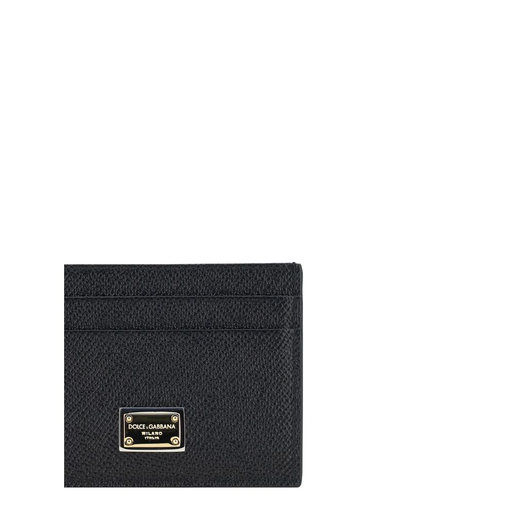 Cardholder Wallet by Dolce & Gabbana for women in calfskin leather black showcases a enchanting silhouette, artfully detailed with the signature style of the Calfskin Leather Cardholder Wallet and functional card-organization compact-design.
