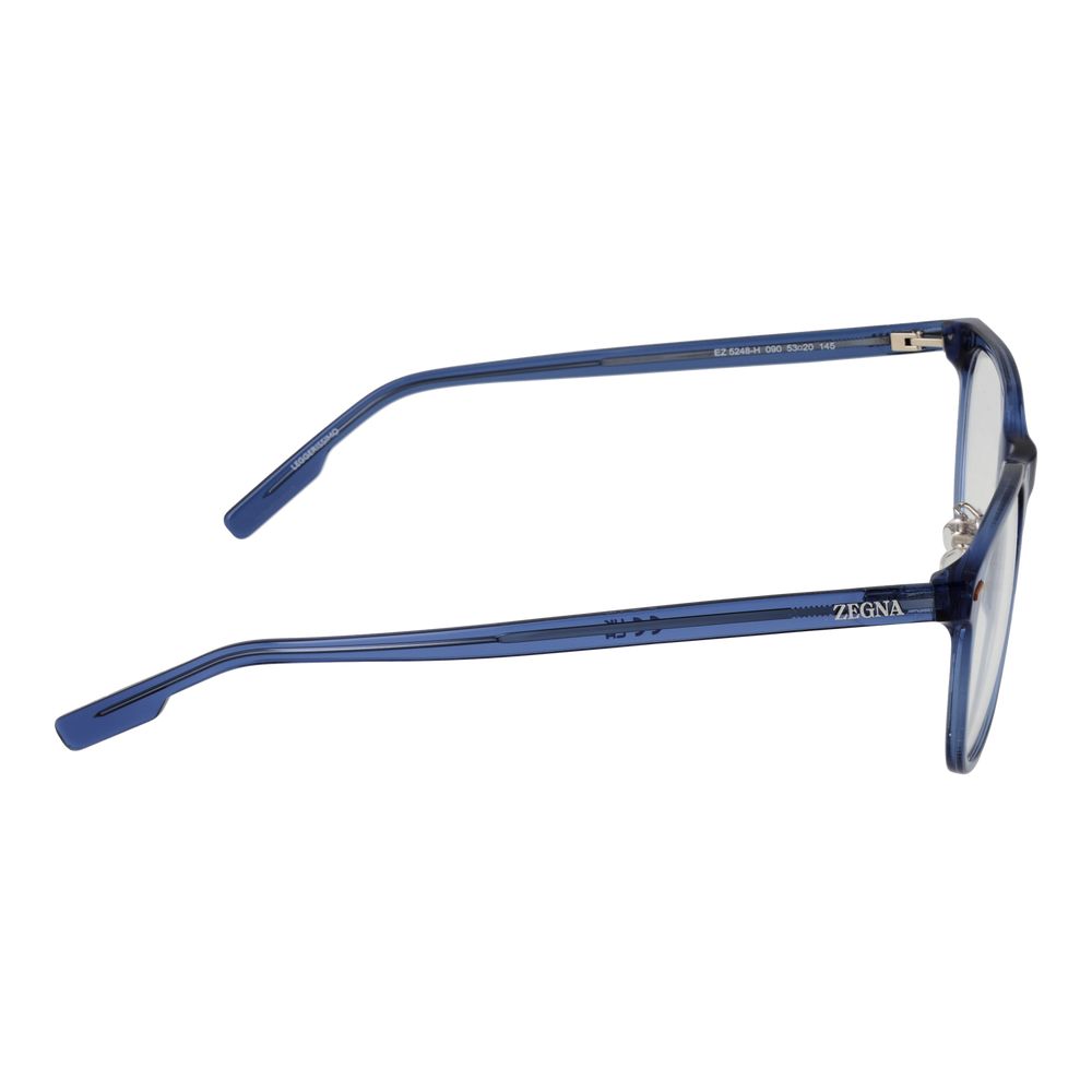 Eyeglasses Frames by Ermenegildo Zegna for men in stretch denim cotton and blue showcases an refined full-frame frame design featuring a sophisticated blue coloured frame for an refined and refined aesthetic.