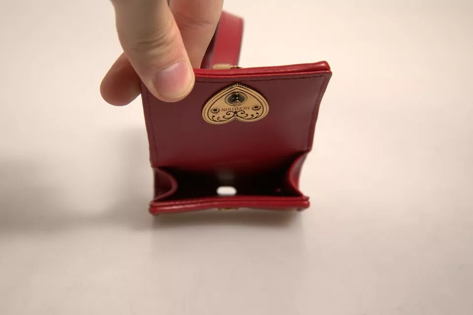 Dolce & Gabbana Devotion Heart Lamb Leather Earbuds Carrying Case - Black Gold Red