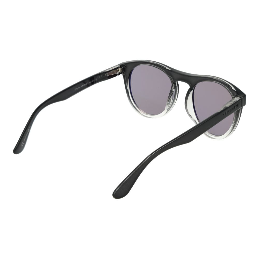 Sunglasses by Serengeti for unisex in gray features an lustrous full-rim panto frame design with gray coloured frame detailing and photochromatic polarized category-2-medium-tint lens for a lustrous aesthetic.
