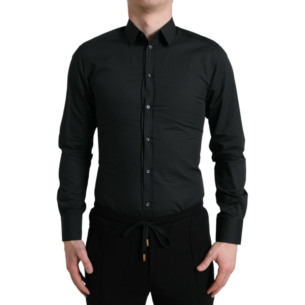 Dress Shirt by Dolce & Gabbana for men in cotton & silk black & gold showcases a sublime silhouette, artfully detailed with a sublime and for a sophisticated, sublime finish.