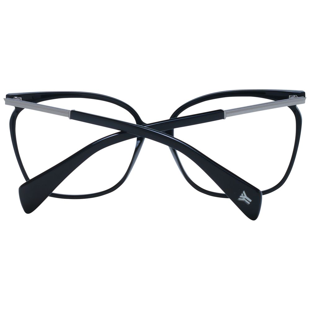 Eyeglasses Frames by Yohji Yamamoto for women in acetate black features an refined silhouette, showcasing a sophisticated black coloured frame and refined full-frame frame design for a refined look.