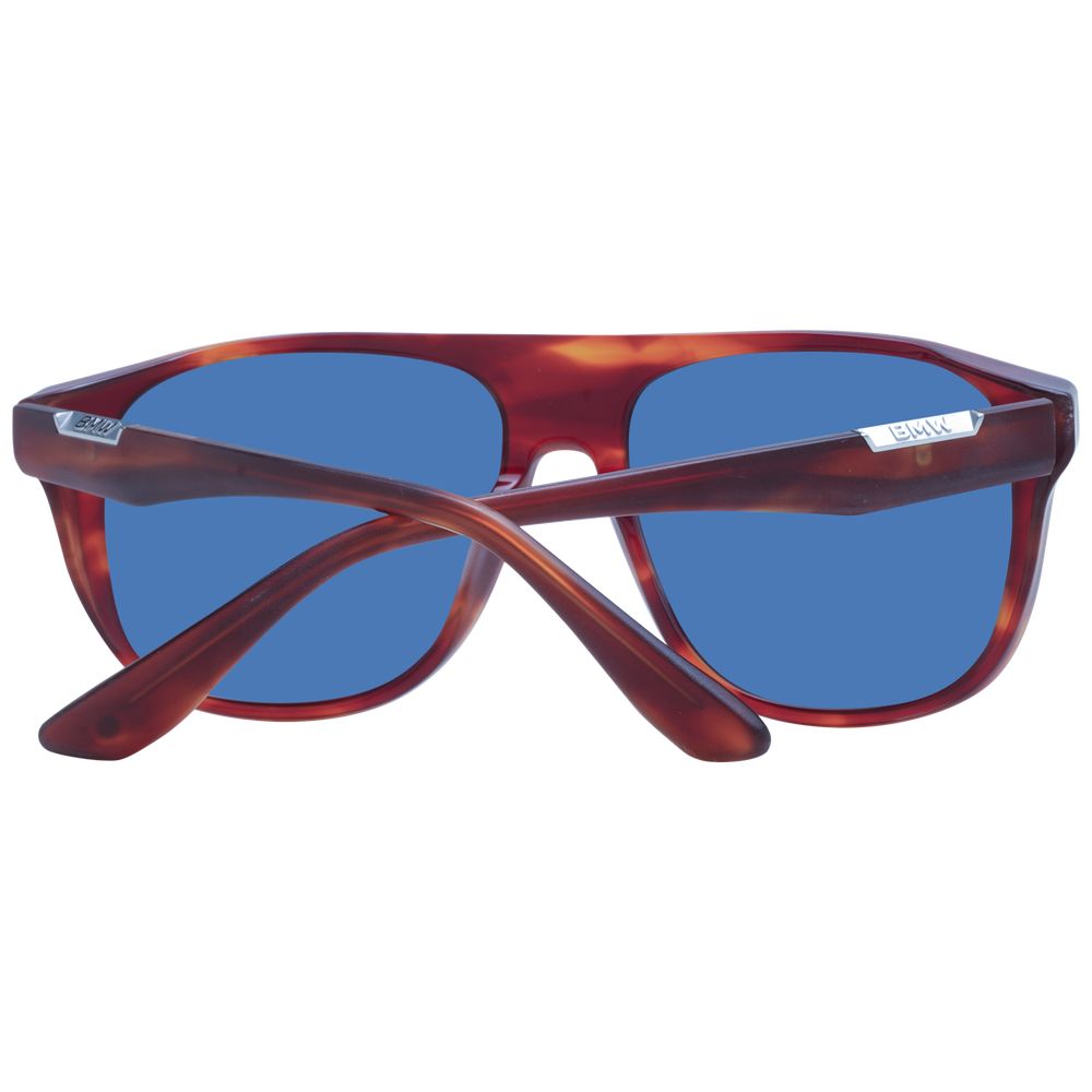 This Sunglasses by BMW for men in acetate brown presents a sumptuous silhouette, showcasing a sumptuous full-rim round frame design in brown coloured frame and high-performance non-polarized category-3-dark-tint lens.