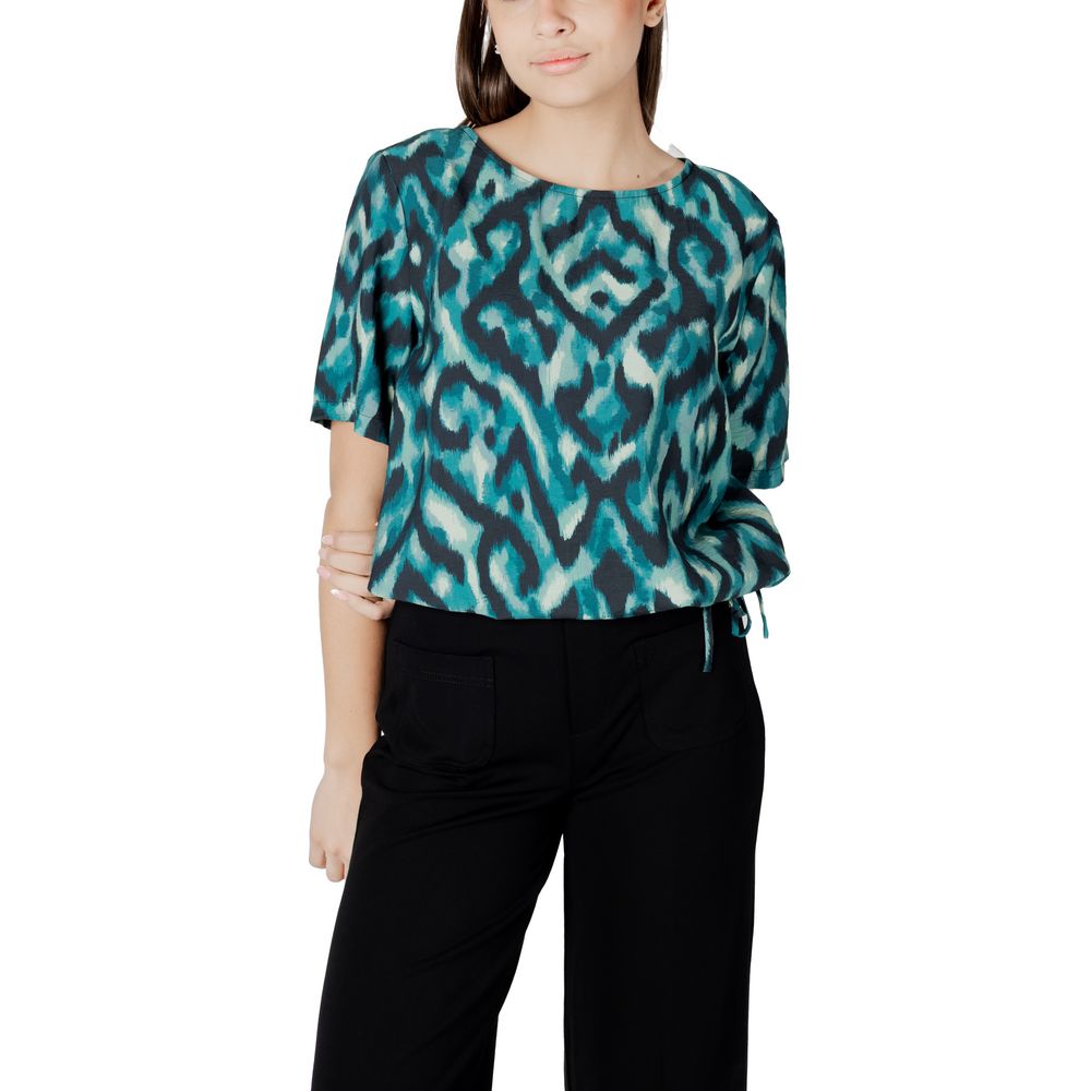 Street One Women's Lightweight Short-Sleeve Round-Neck Polyamide Viscose Shirt - Green