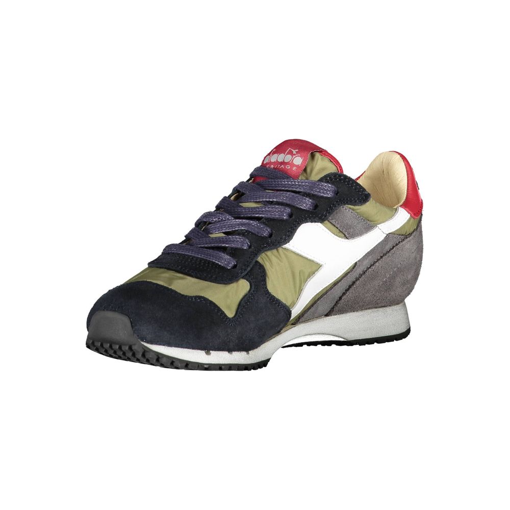 Sneakers by Diadora for women in cotton & leather green features an opulent silhouette from the Women's Athletic Cotton & Leather Sneakers collection, showcasing a signature athletic style with an opulent finish.