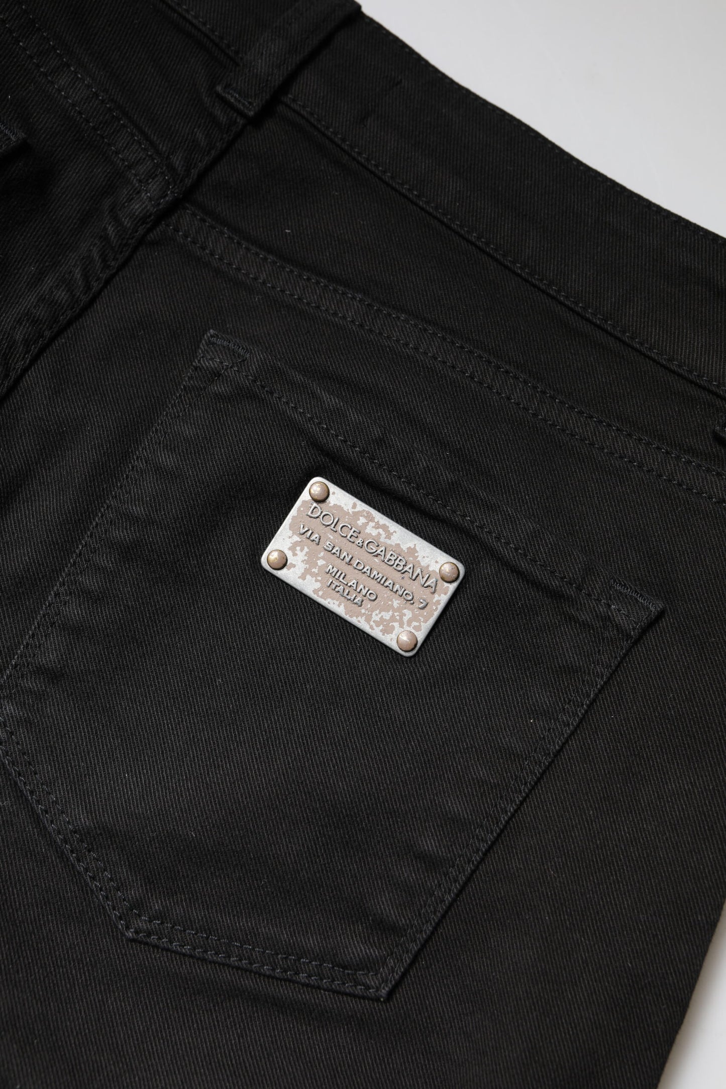 Dolce & Gabbana Black Cotton High Waist Skinny Denim Jeans
