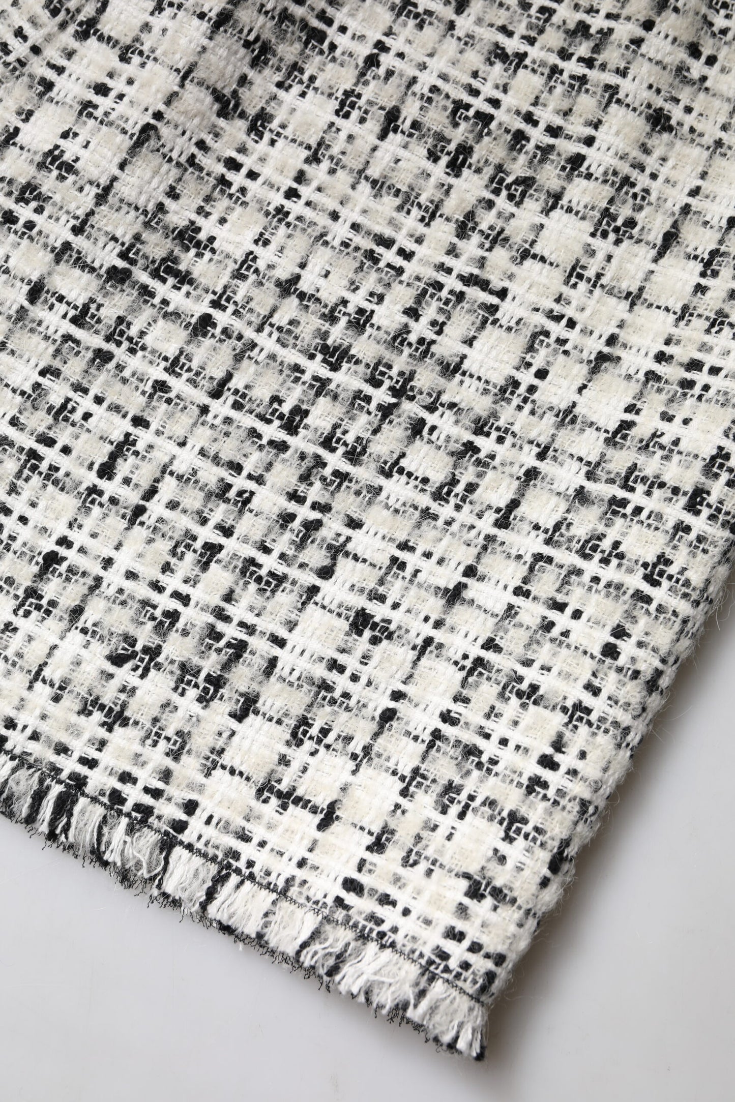 Dolce & Gabbana White Black High Waist Tartan Tweed Mini Skirt