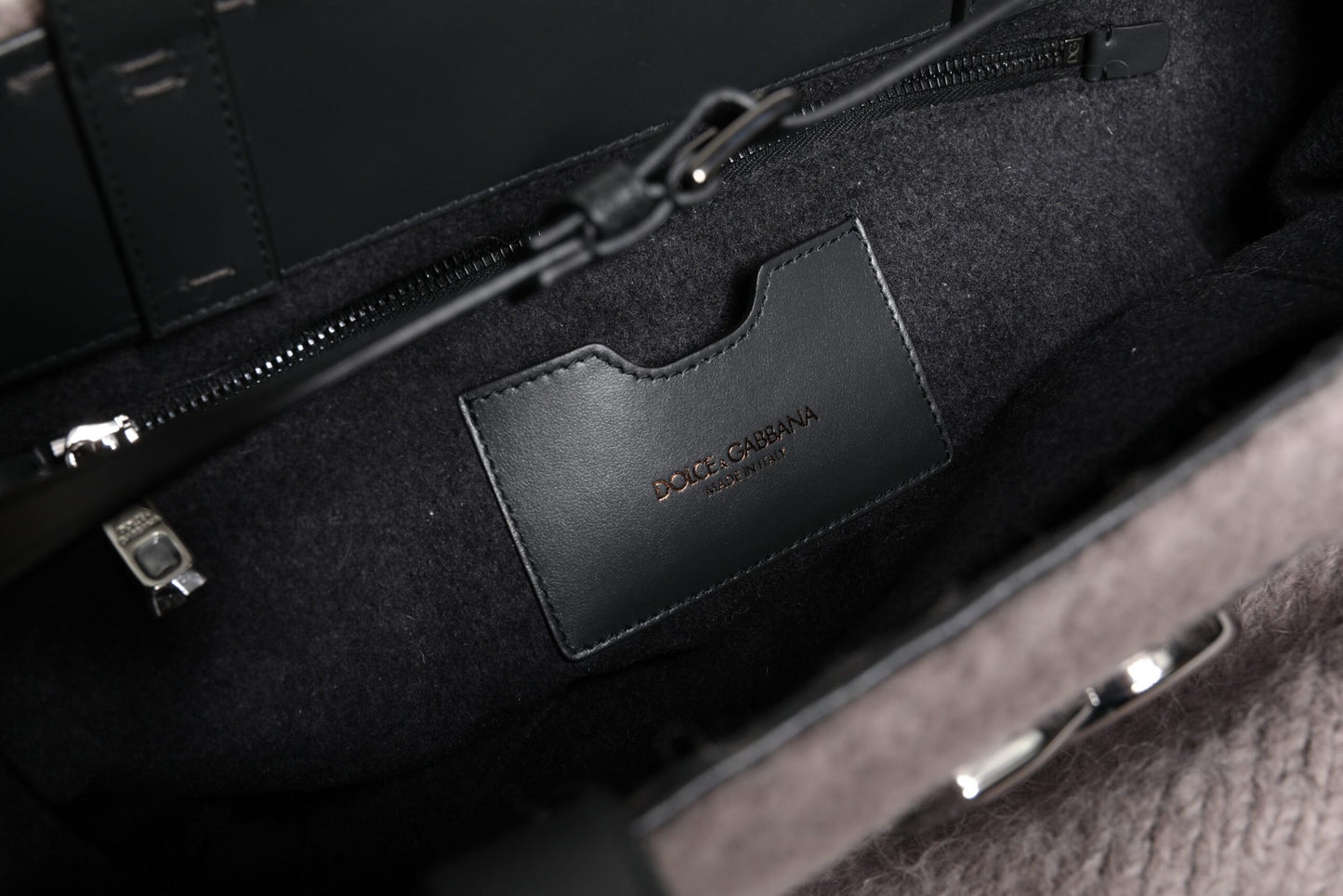 Shoulder Tote Bag by Dolce & Gabbana for men in alpaca wool & leather black & gray features an jet-setting Alpaca Wool Leather Shoulder Tote Bag design with a secure , jet-setting , and versatile shoulder-strap & handle for a jet-setting look.