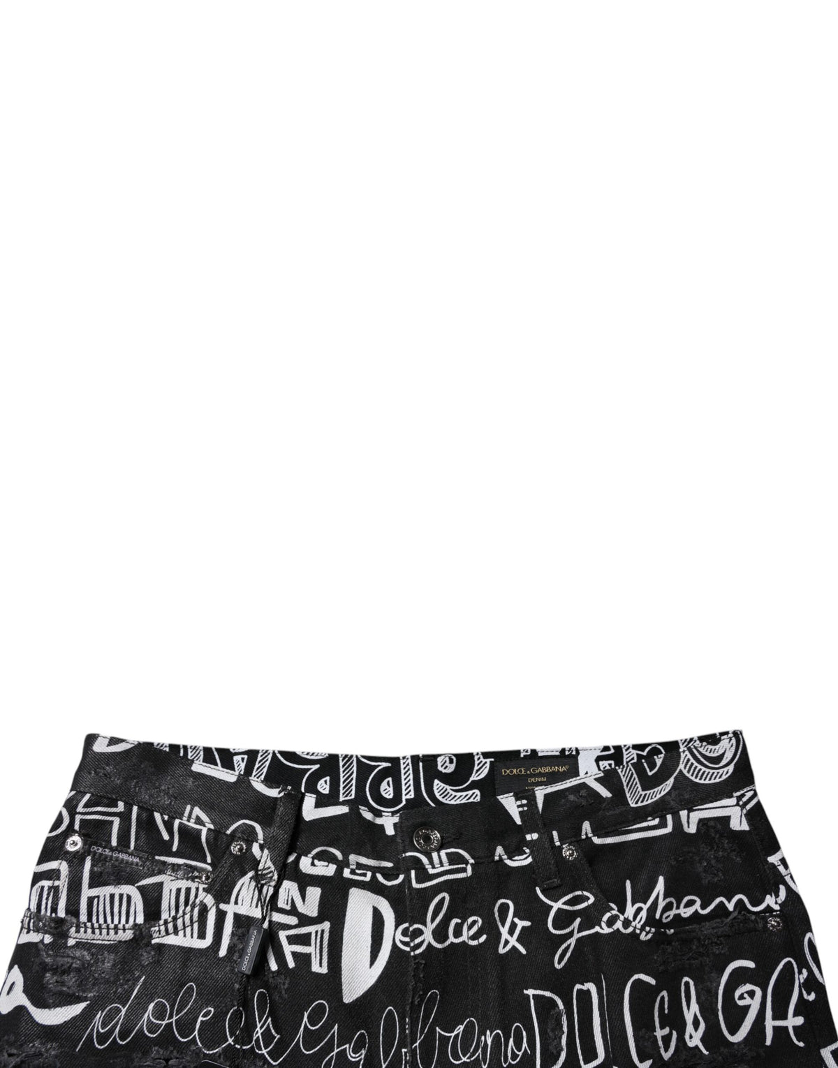 Dolce & Gabbana Men's Skinny Straight Regular Fit Denim Cotton Jeans - Black Print