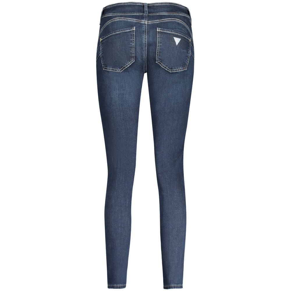 Jeans by Guess Jeans for women in stretch denim cotton blue presents a tailored silhouette, showcasing a tailored skinny and long cut with a refined for a truly tailored aesthetic.
