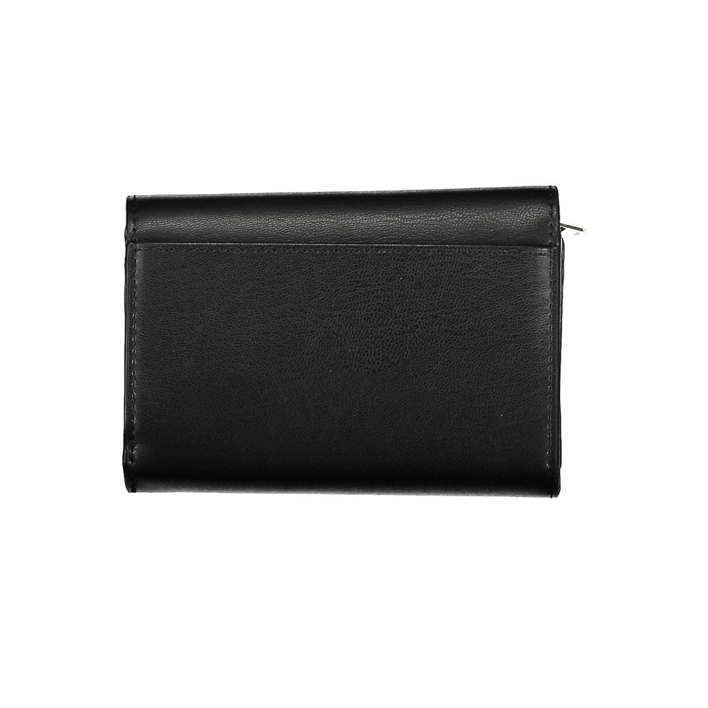 Cardholder Wallet by Tommy Hilfiger for women in polyethylene faux leather black showcases a discerning silhouette, artfully capturing the essence of Polyethylene Faux Leather Cardholder Wallet with its functional card-organization compact-design coin-purse.