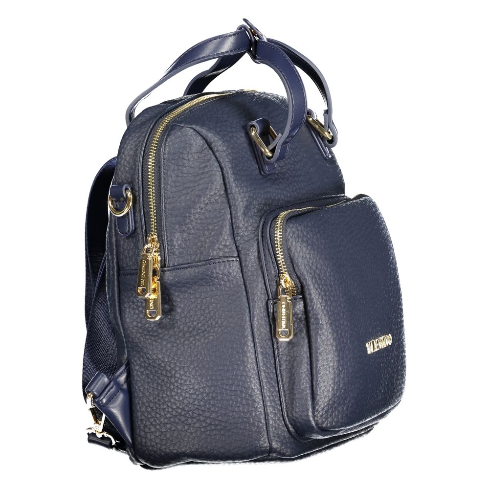 Mario Valentino Faux Pebbled Leather Backpack - Blue Gold