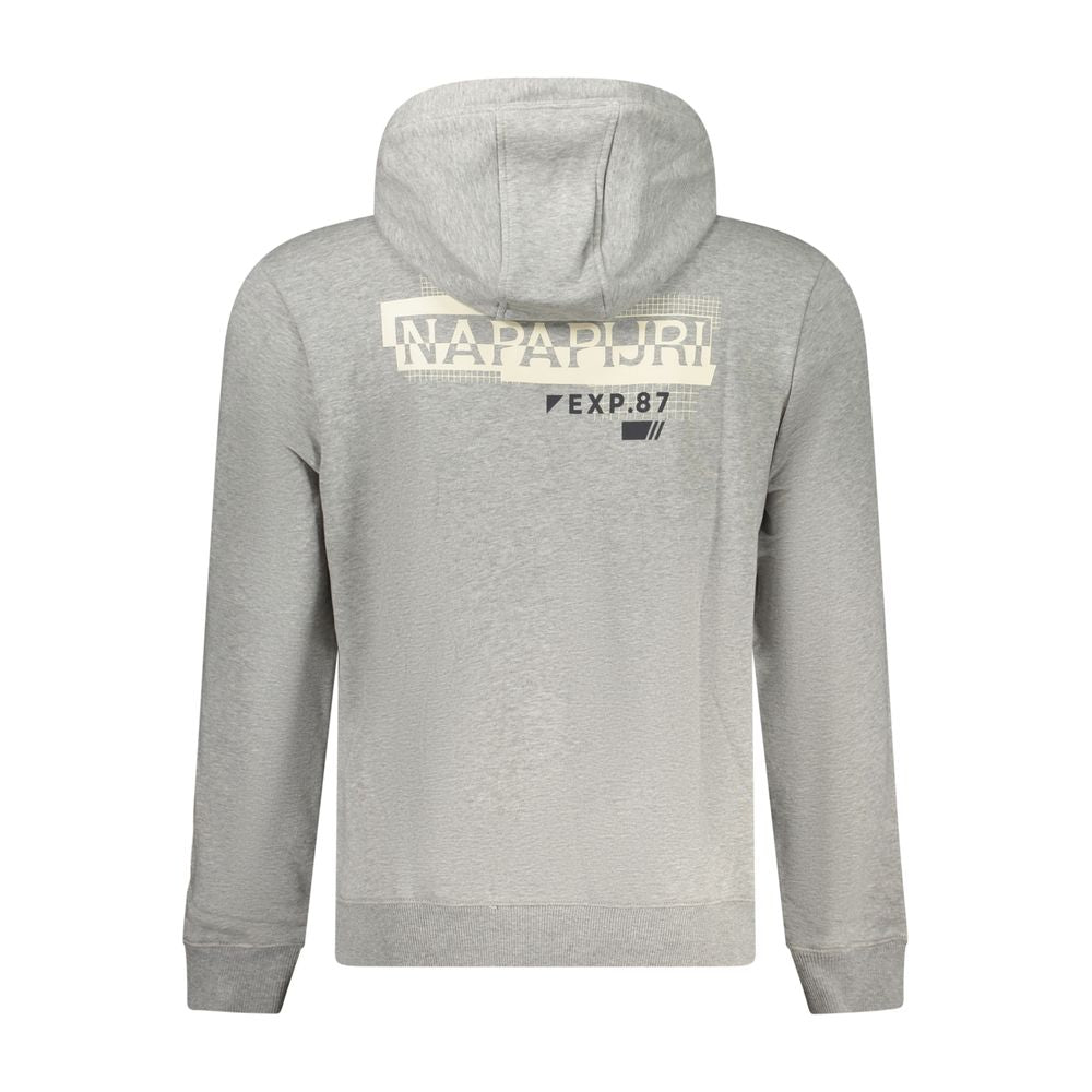 Hooded Sweatshirt Hoodie by Napapijri for men in cotton gray & print features an avant-garde silhouette, showcasing a sophisticated and detail for a truly avant-garde finish.