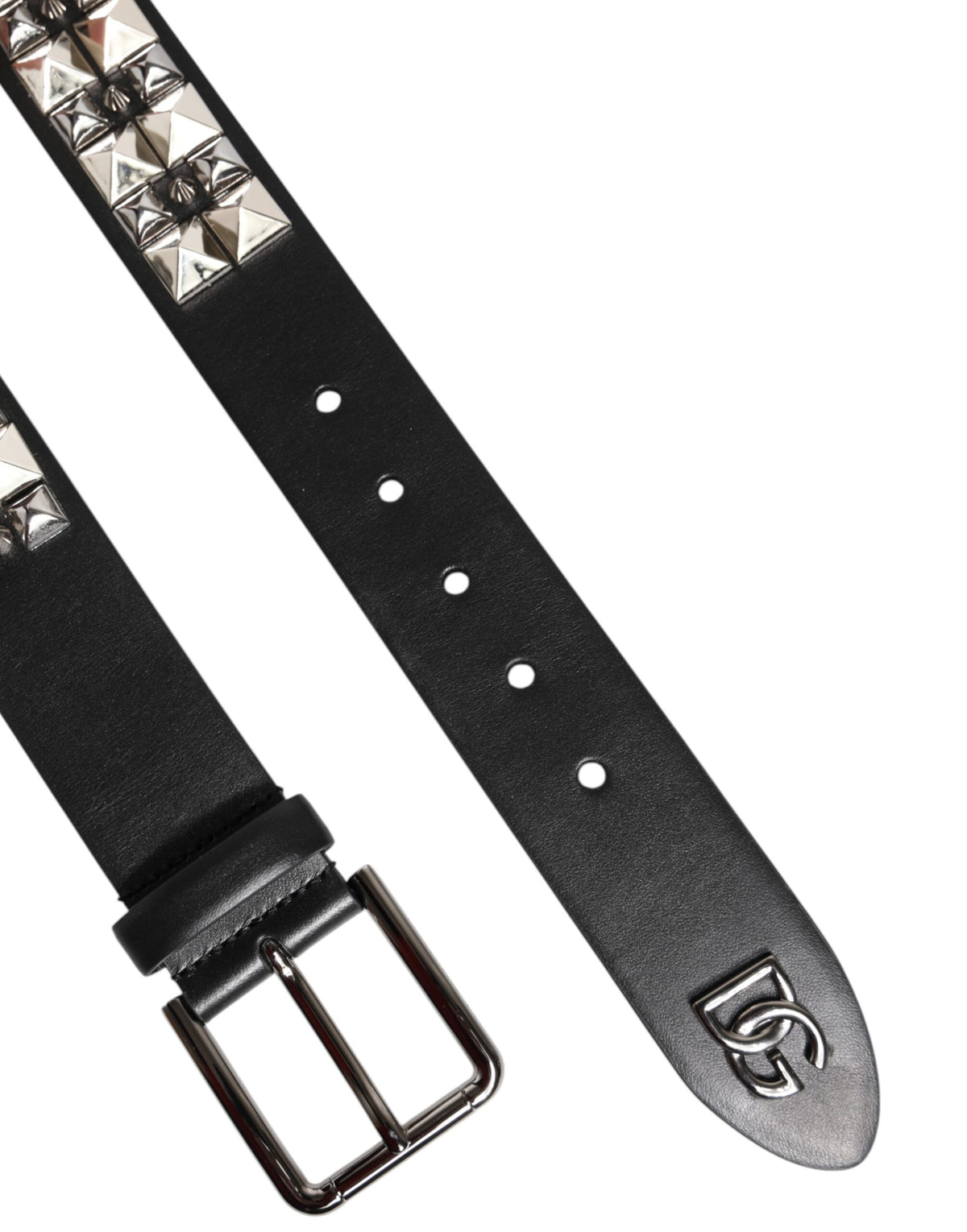 Dolce & Gabbana Calf Leather Belt - Black Silver