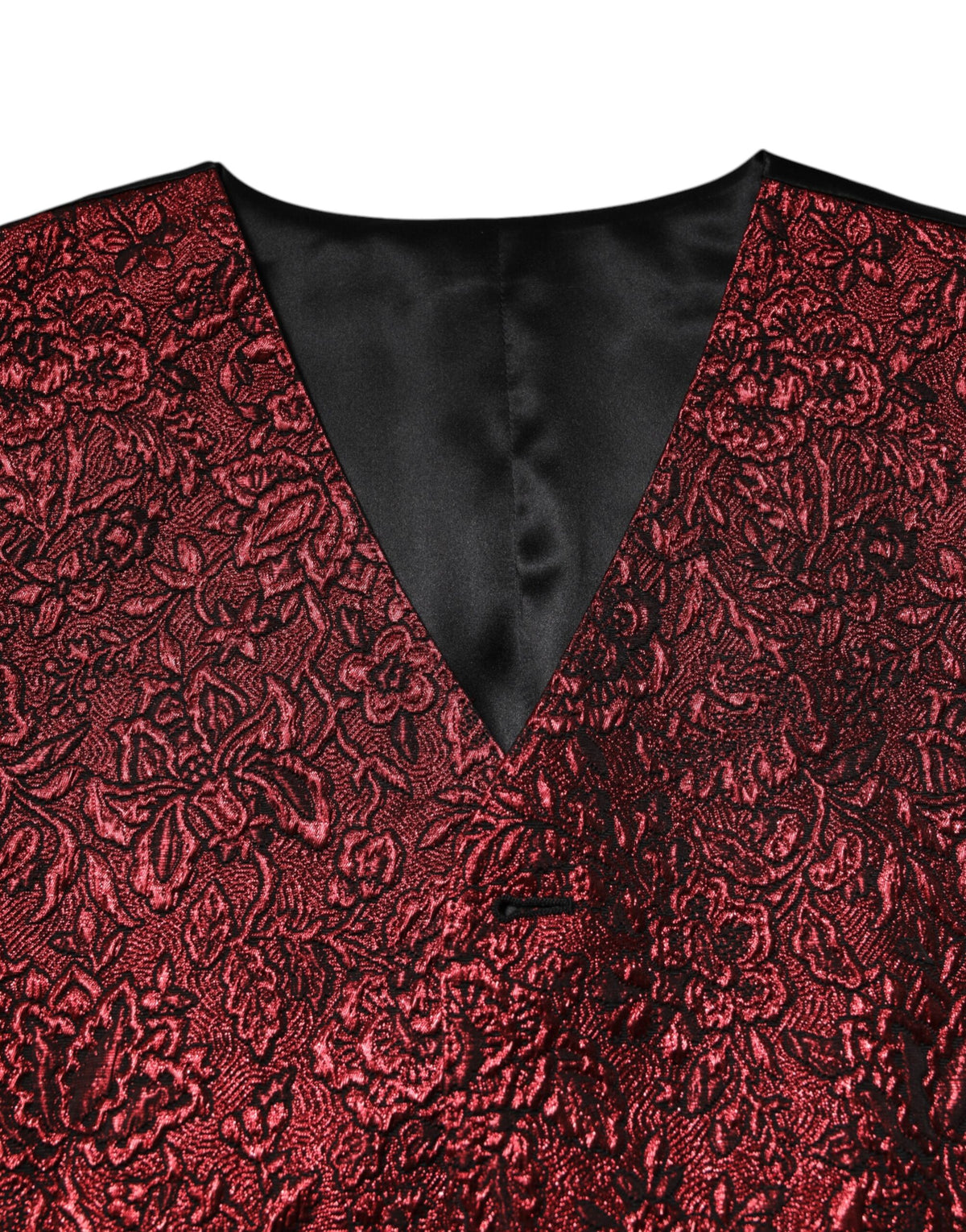 Dolce & Gabbana Men's Single Breasted Polyester & Silk Vest - Red Floral