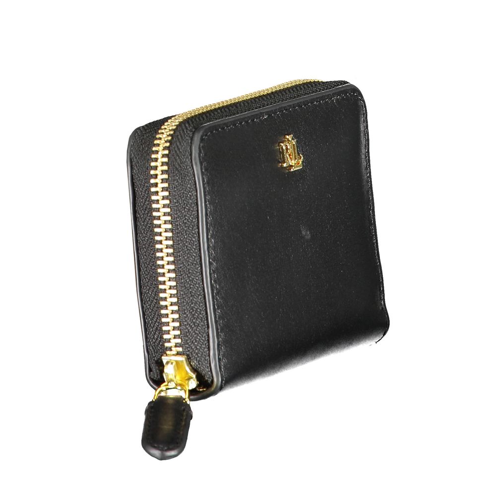 Cardholder Wallet by Ralph Lauren for women in leather black showcases a refined silhouette, artfully capturing the essence of the refined Leather Cardholder Wallet design with functional card-organization coin-purse.