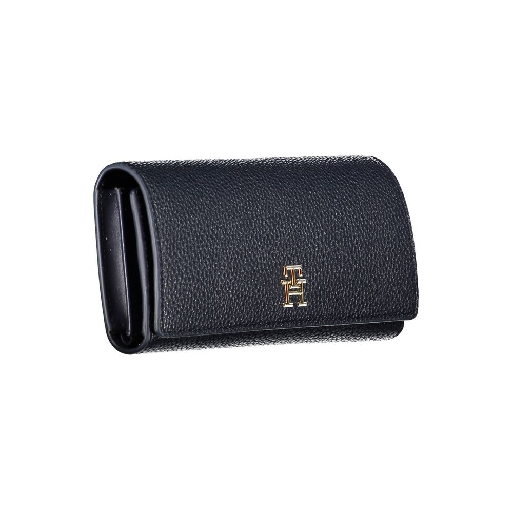 Cardholder Wallet by Tommy Hilfiger for women in polyethylene faux leather blue features a streamlined silhouette, showcasing the streamlined Polyethylene Faux Leather Cardholder Wallet design with sophisticated card-organization compact-design coin-purse for a premium look.