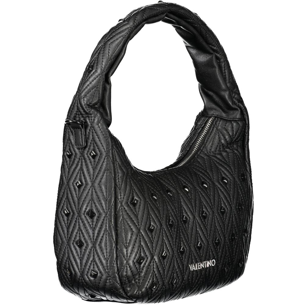 Shoulder Handbag by Mario Valentino for women in polyester & polyethylene black & signature features a ornamental silhouette, showcasing a secure zipper, ample internal-pockets, and ornamental shoulder-strap, adjustable-strap & handle for a sophisticated look.