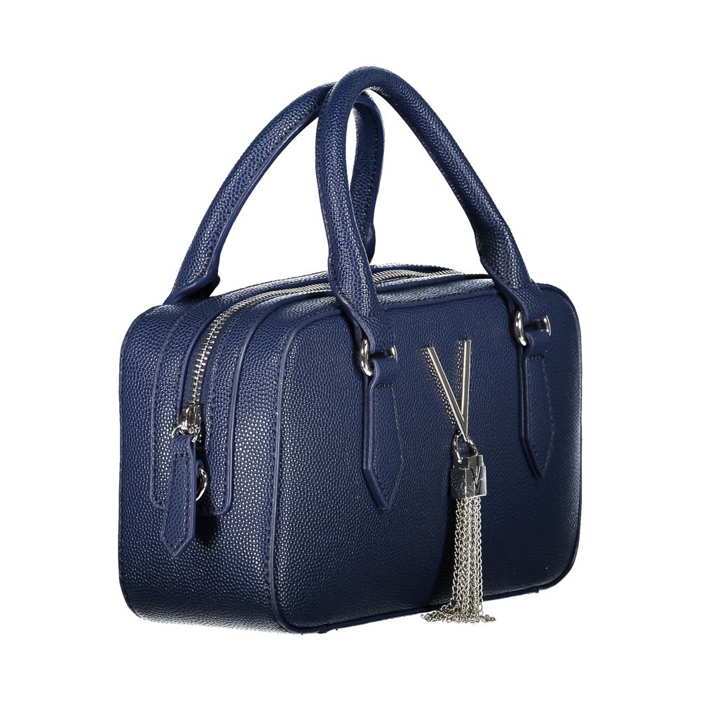 Handbag by Mario Valentino for women in polyethylene blue features an refined silhouette, showcasing a secure zipper, ample internal-pockets, and versatile shoulder-strap, adjustable-strap & handle for a sophisticated refined aesthetic.