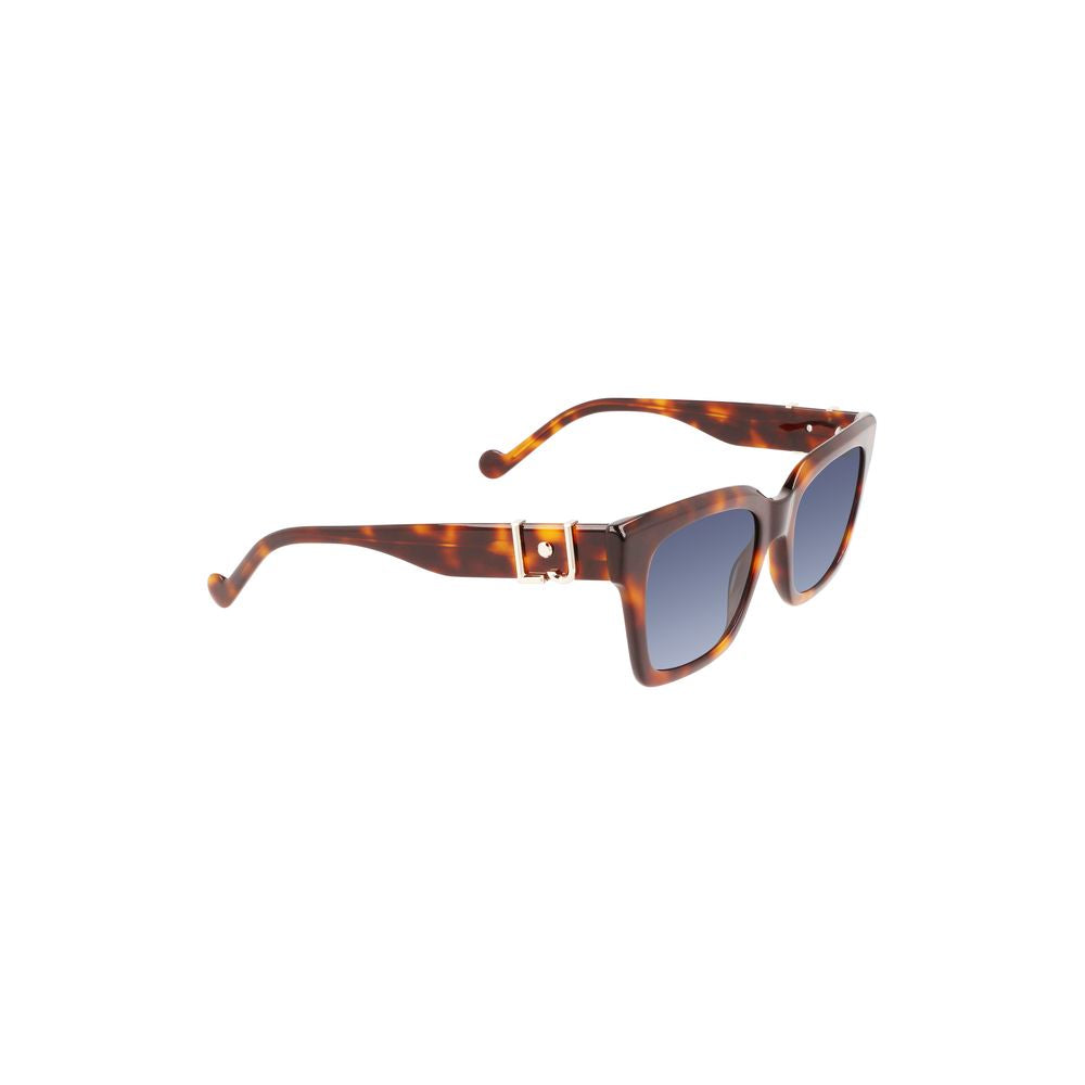 Sunglasses by Liu Jo for women in cotton amber, blue & brown features an ethereal sport frame design with brown coloured frame frames and for a ethereal finish.