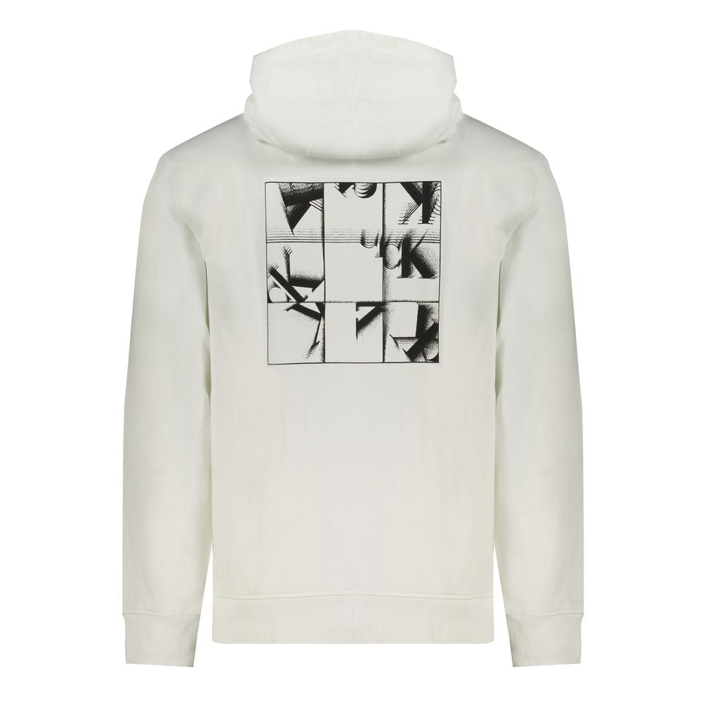 Hooded Sweater by Calvin Klein for men in cotton white showcases a discreet silhouette, finished with a discreet and for a discreet look.