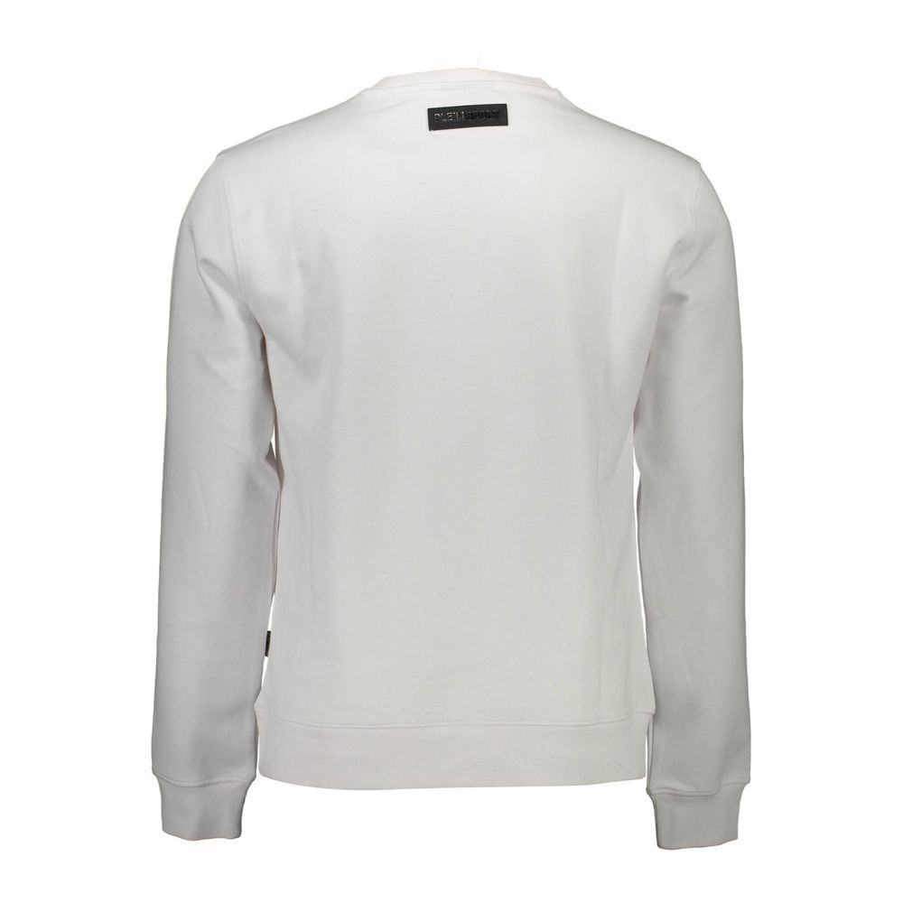 Sweatshirt by Plein Sport for men in cotton polyester white & print features an exquisite silhouette, showcasing and details for a exquisite look.