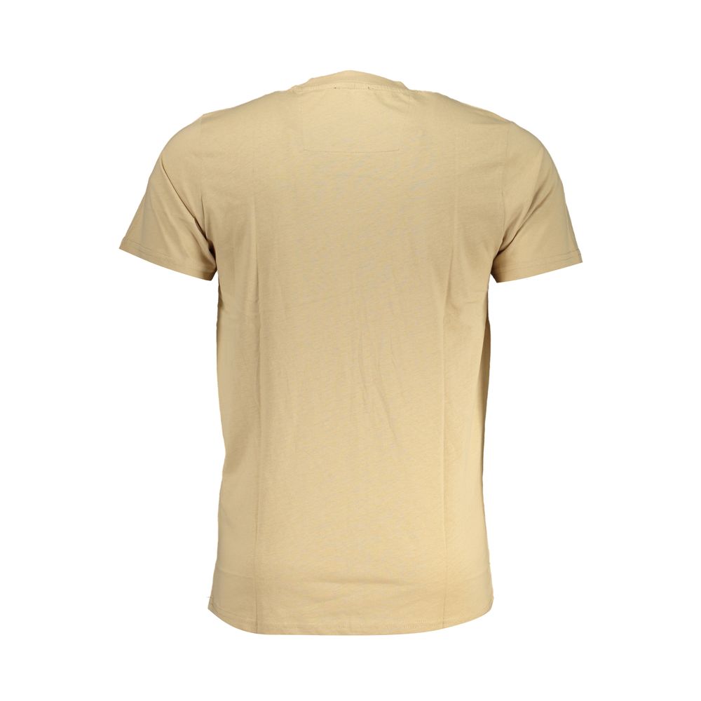 T-Shirt by Cavalli Class for men in cotton beige & print features an edgy silhouette, meticulously detailed with a sophisticated and crew neckline for a truly edgy finish.