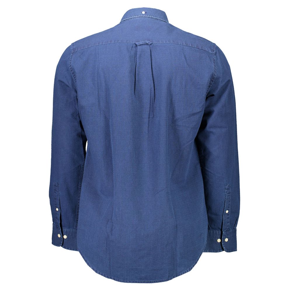 Shirt by Gant for men in cotton blue & signature, featuring a nuanced and nuanced for a sophisticated finish.