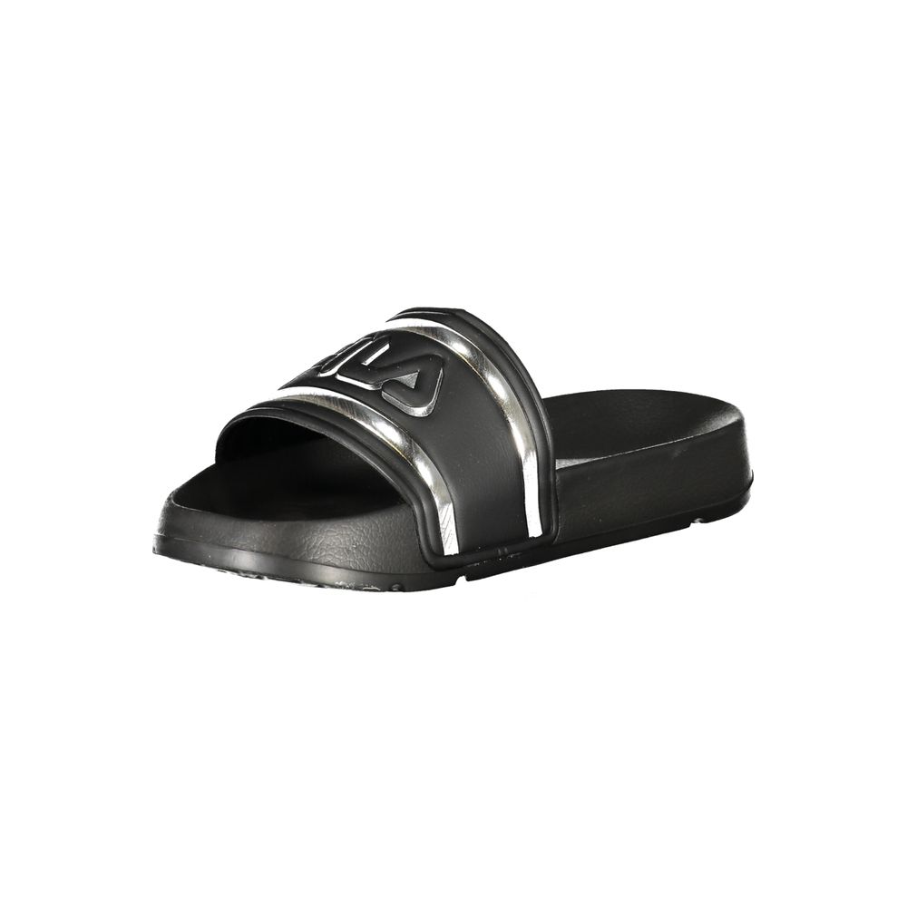 Sandals by Fila for women in polyethylene black & silver features an statuesque silhouette from the Women's Polyethylene Sandals collection, showcasing a statuesque and elegant .