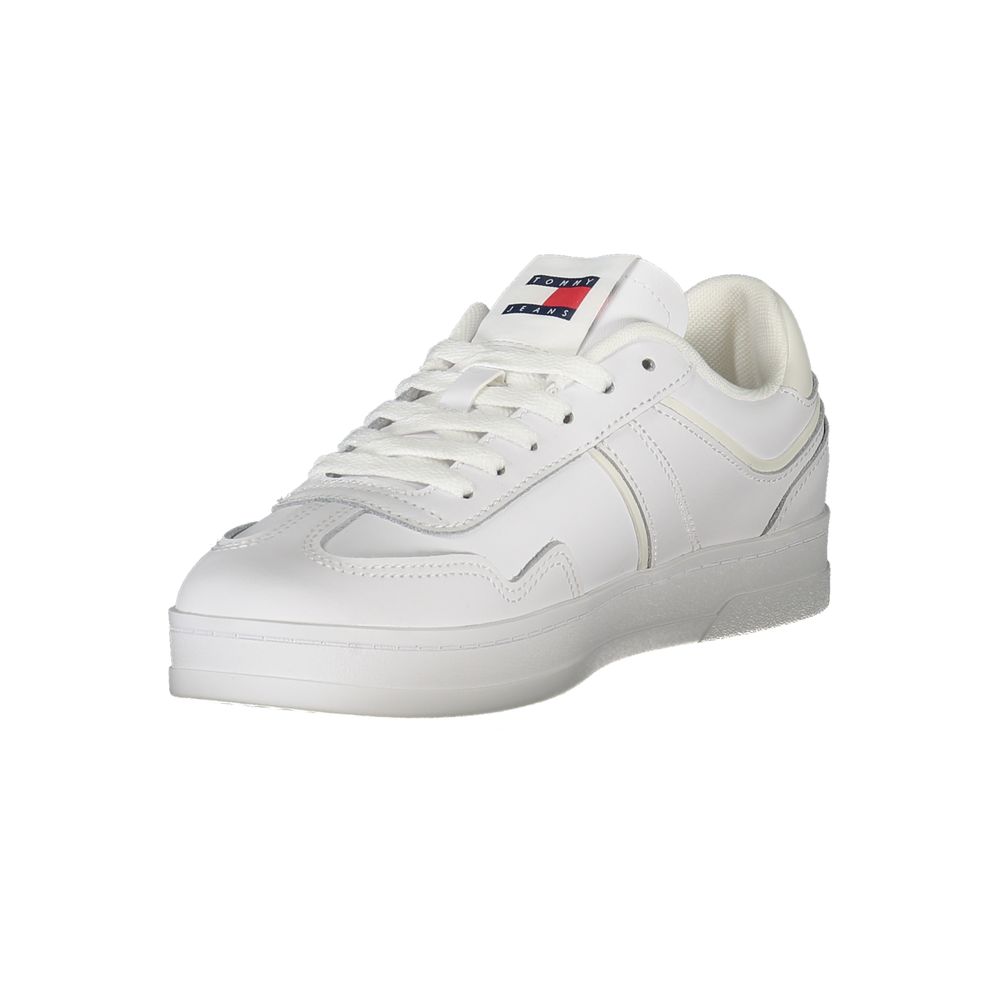 Athletic Sneakers by Tommy Hilfiger for women in polyester polyethylene leather white & print showcases an impeccable silhouette, defined by an impeccable athletic style design that perfectly captures the essence of the Women's Athletic Polyester Polyethylene Leather Sneakers.