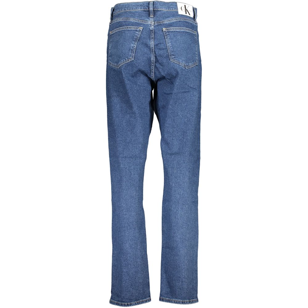 Pants by Calvin Klein for women in cotton blue features an understated silhouette, showcasing a sophisticated straight-leg & slim and long with a refined for an understated, polished aesthetic.