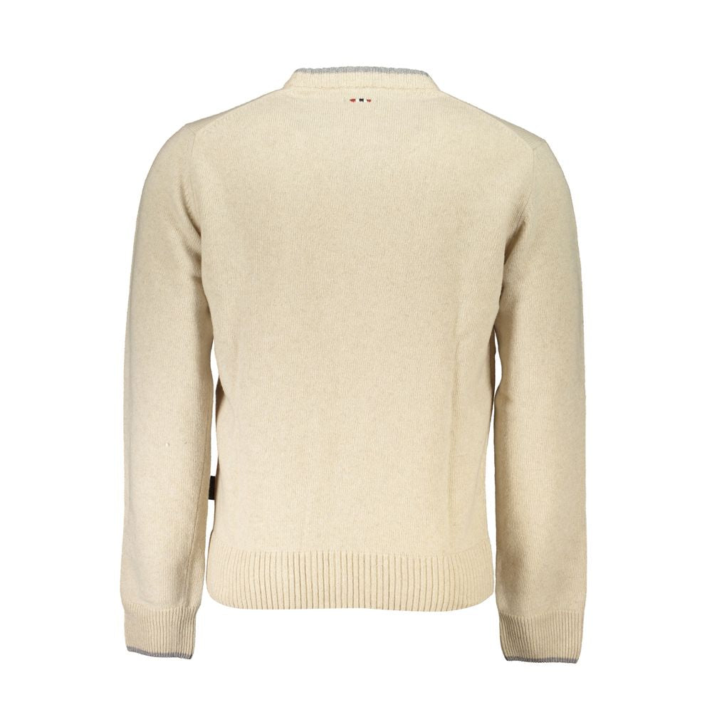 Sweater by Napapijri for men in polyamide beige features an tactile silhouette, showcasing a sophisticated and tactile for a refined finish.
