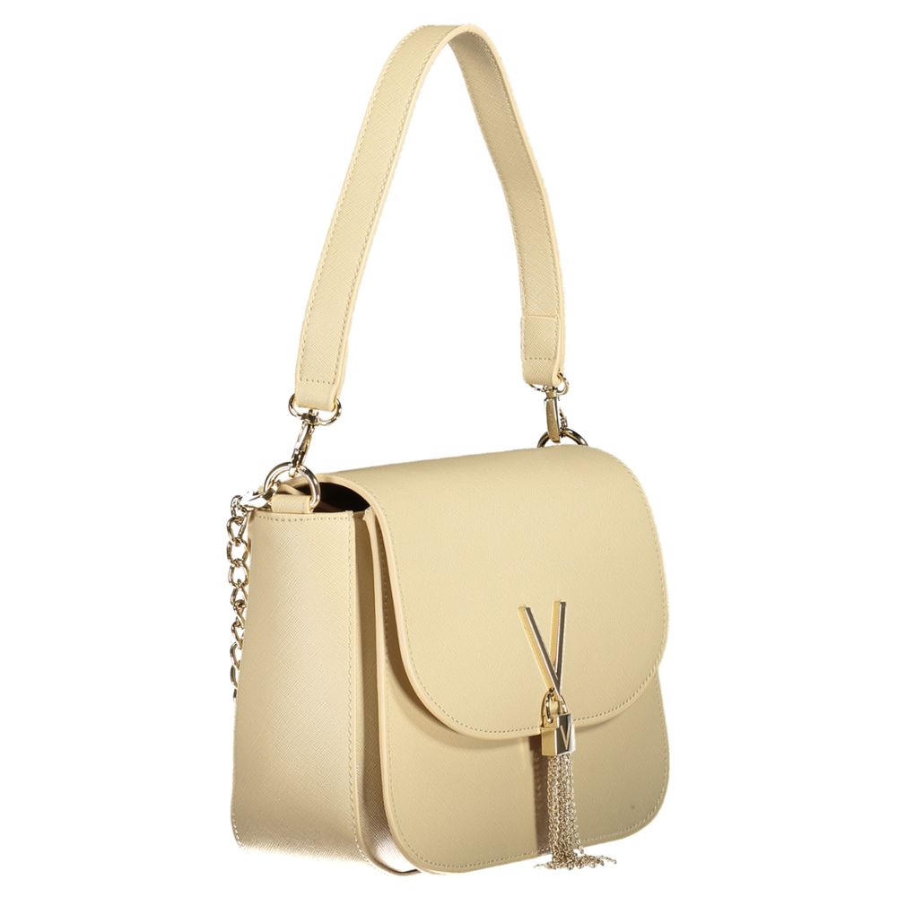 This Handbag by Mario Valentino for women in polyethylene and beige presents a sculptural silhouette featuring a secure zipper & magnetic, ample external-pockets & cardholder, and versatile detachable-strap & handle for a sculptural finish.