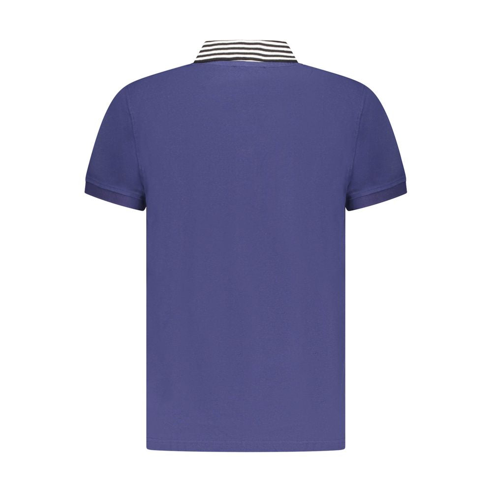 Polo Shirt by Cavalli Class for men in cotton blue presents a crisp silhouette, artfully detailed with a crisp and crisp .
