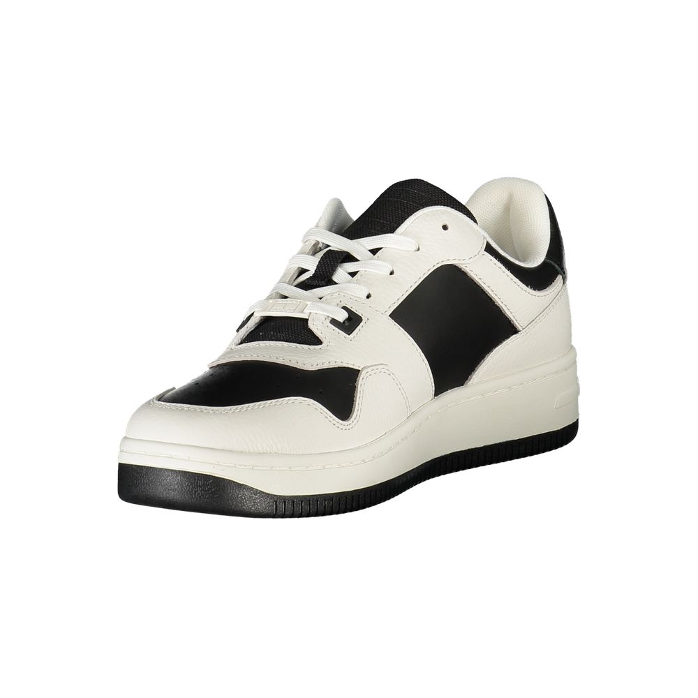 Athletic Sneakers by Tommy Hilfiger for men in polyester polyethylene leather black & white features an stately silhouette, showcasing the signature athletic style of the Crisp Men's Athletic Polyester Polyethylene Leather Sneakers collection with a truly stately finish.