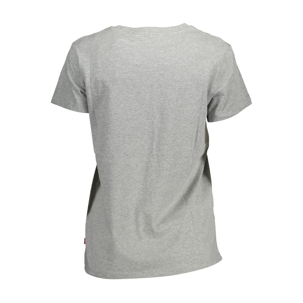 Levi's Women's Short-Sleeve Round Neck Cotton T-Shirt - Brown Gray Signature Print